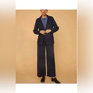 Raquel Allegra Black Ribbed Oversized Blazer 0 (US XS)